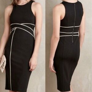 Anthropologie Maeve Catalina Black White Pencil Business Sheath Sleeveless Dress